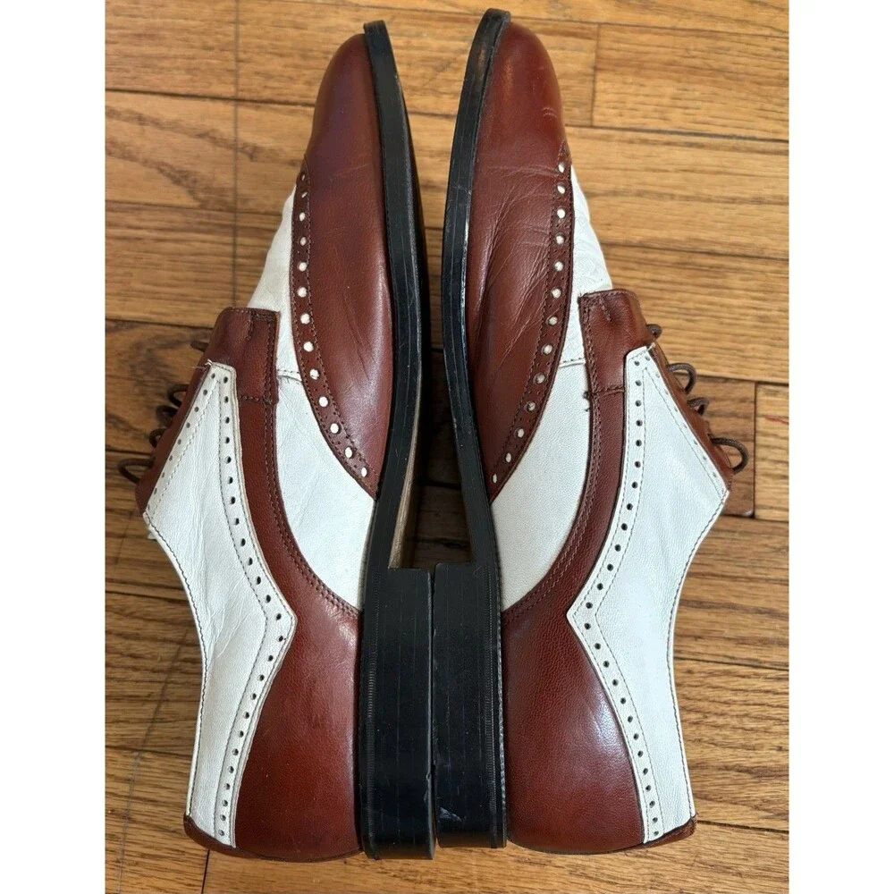 Stacy Adams True Saddle Oxford Leather Oxfords Spectator Shoes Size 8.5 Vintage